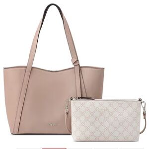 Nine West Blush and White Tote Bag Set